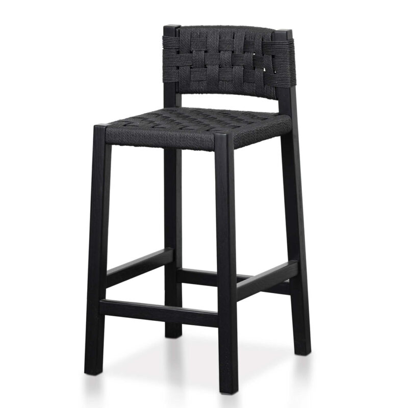 Jolen Rattan Bar Stool - Black with Back