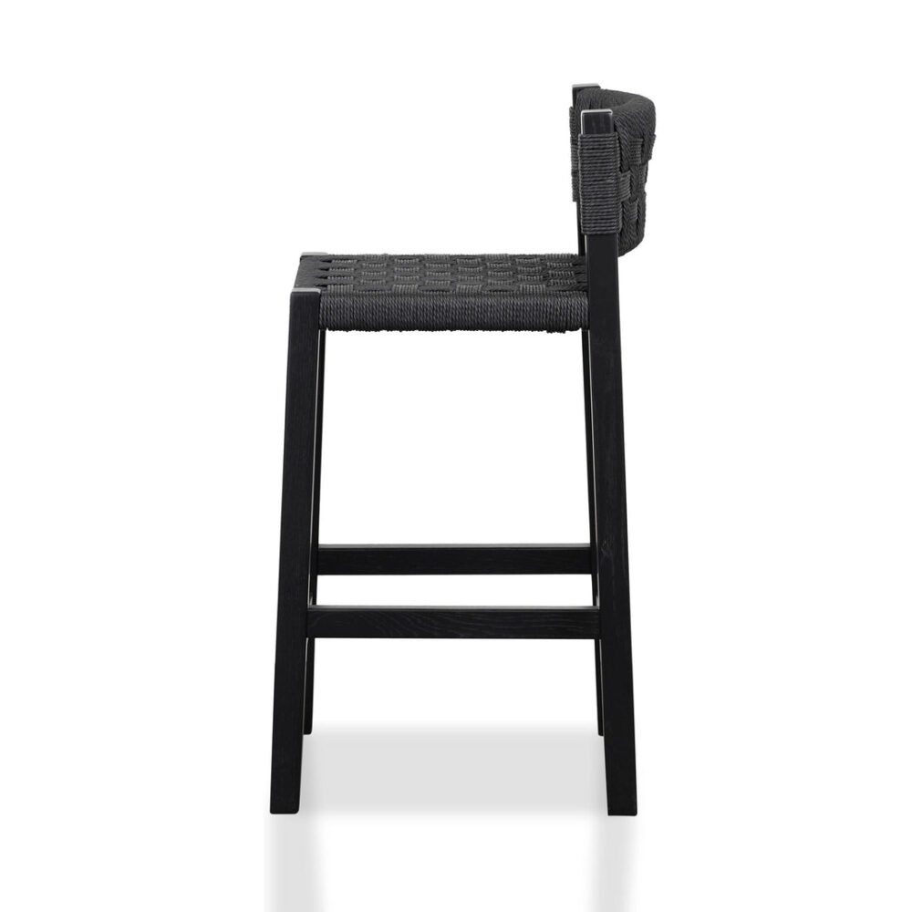 Jolen Rattan Bar Stool - Black with Back - Image 6