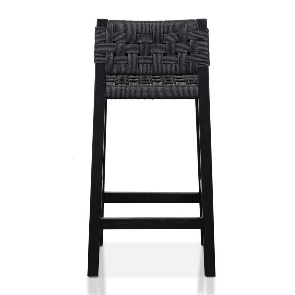 Jolen Rattan Bar Stool - Black with Back - Image 7