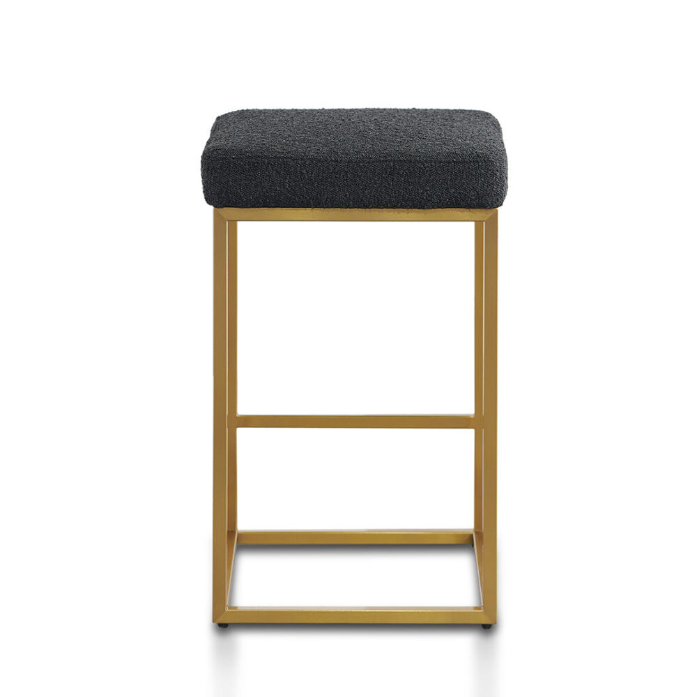 Adela Black Boucle Bar Stool - Brushed Gold Base - Image 5
