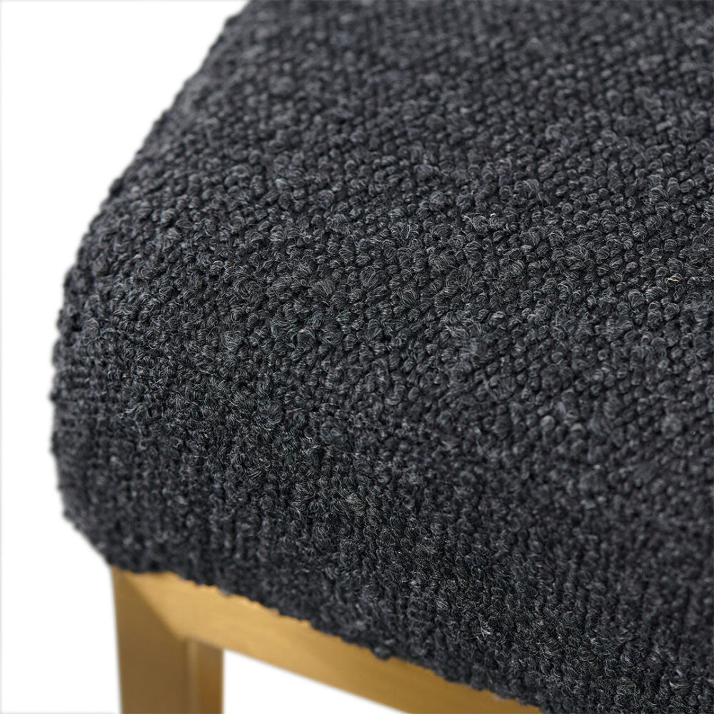 Adela Black Boucle Bar Stool - Brushed Gold Base - Image 6