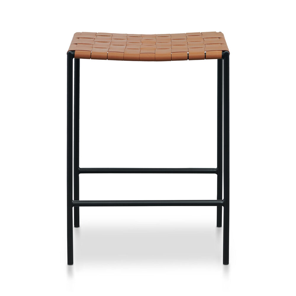Set of 2 - Anika Black Frame Bar stool - Tan - Image 3