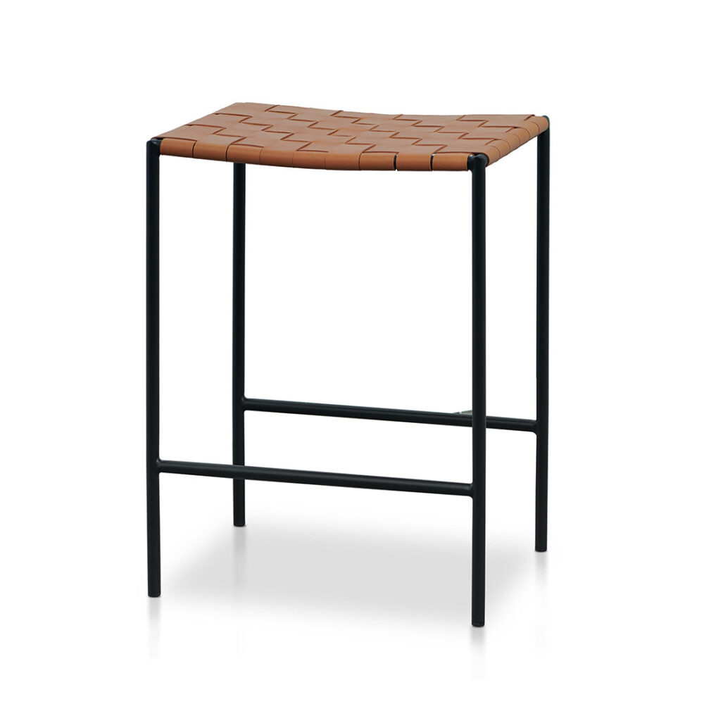 Set of 2 - Anika Black Frame Bar stool - Tan - Image 2