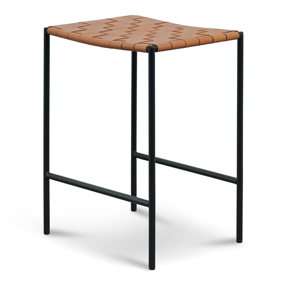 Set of 2 - Anika Black Frame Bar stool - Tan - Image 4