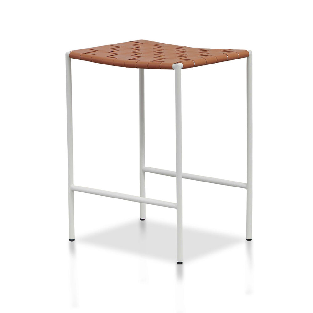 Set of 2 - Anika White Frame Bar stool - Tan - Image 4