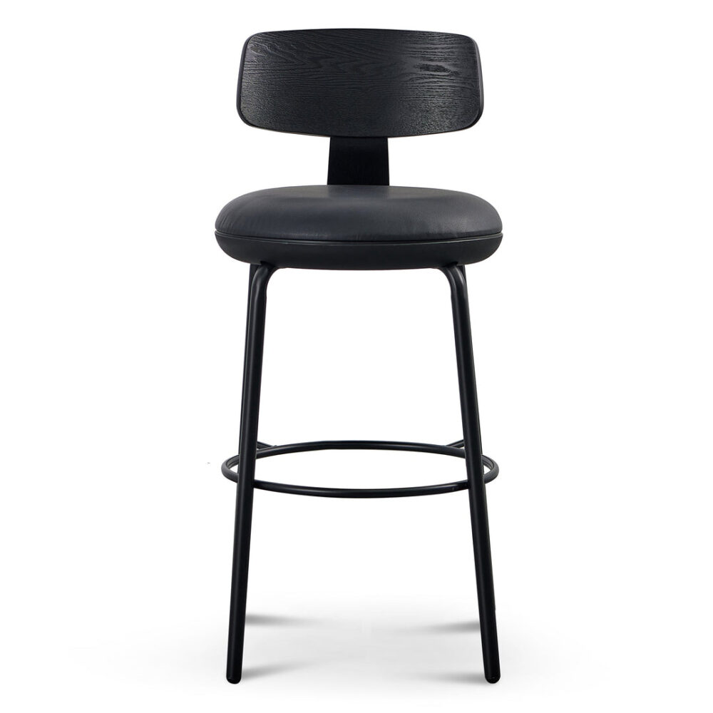 Martino 65cm Bar Stool - Full Black - Image 2