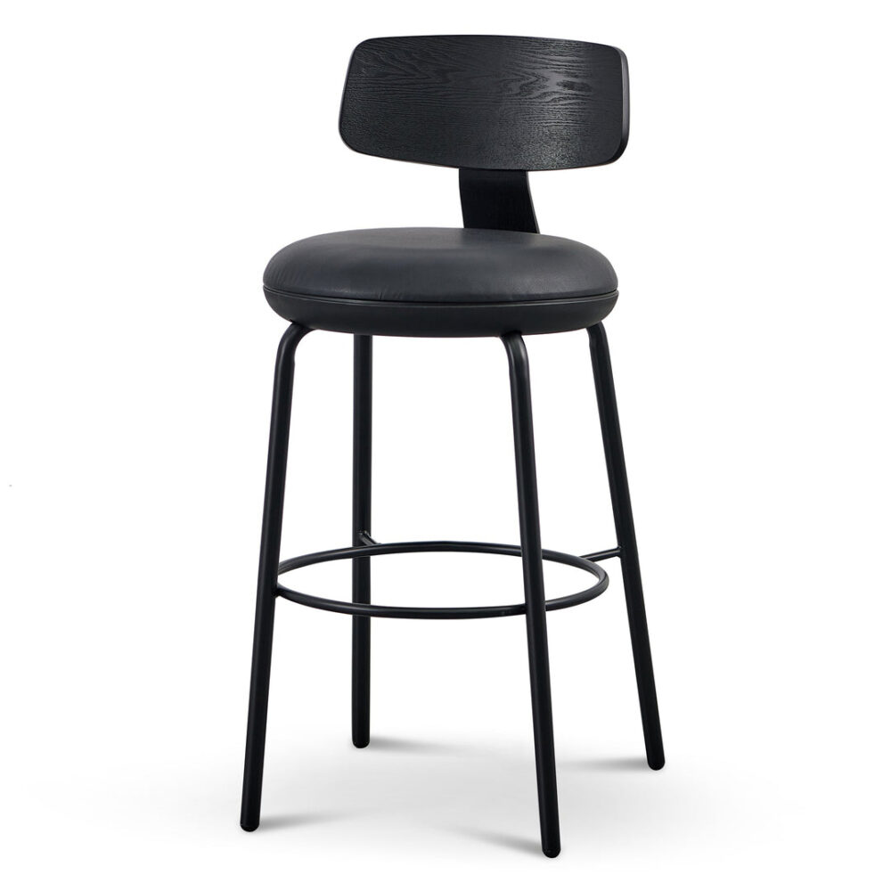 Martino 65cm Bar Stool - Full Black - Image 3