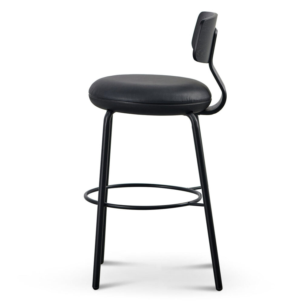 Martino 65cm Bar Stool - Full Black - Image 5
