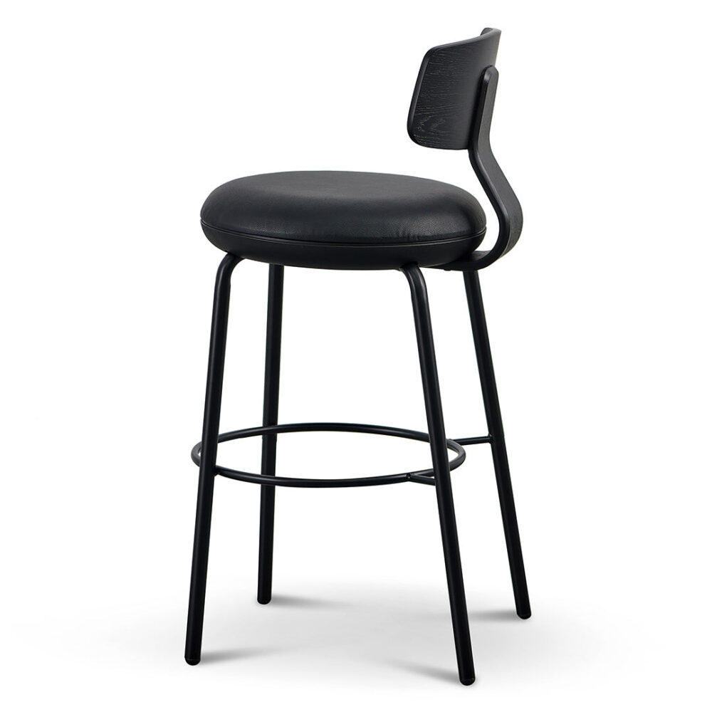 Martino 65cm Bar Stool - Full Black - Image 6