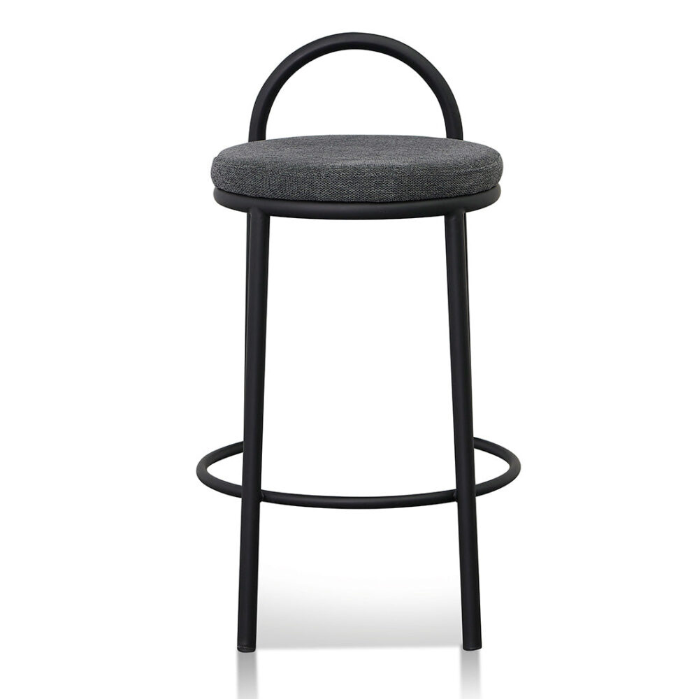 Set of 2 - Mclean 63cm Black Frame Bar Stool - Charcoal Grey - Image 3