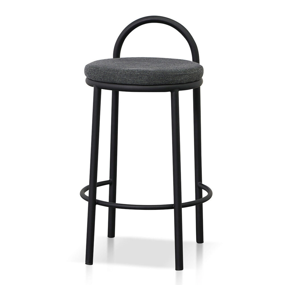 Set of 2 - Mclean 63cm Black Frame Bar Stool - Charcoal Grey - Image 2