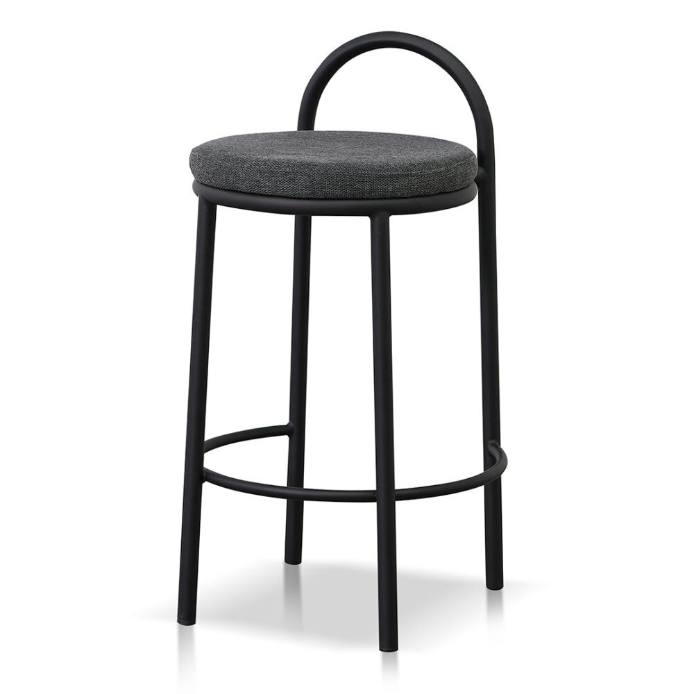 Set of 2 - Mclean 63cm Black Frame Bar Stool - Charcoal Grey - Image 4