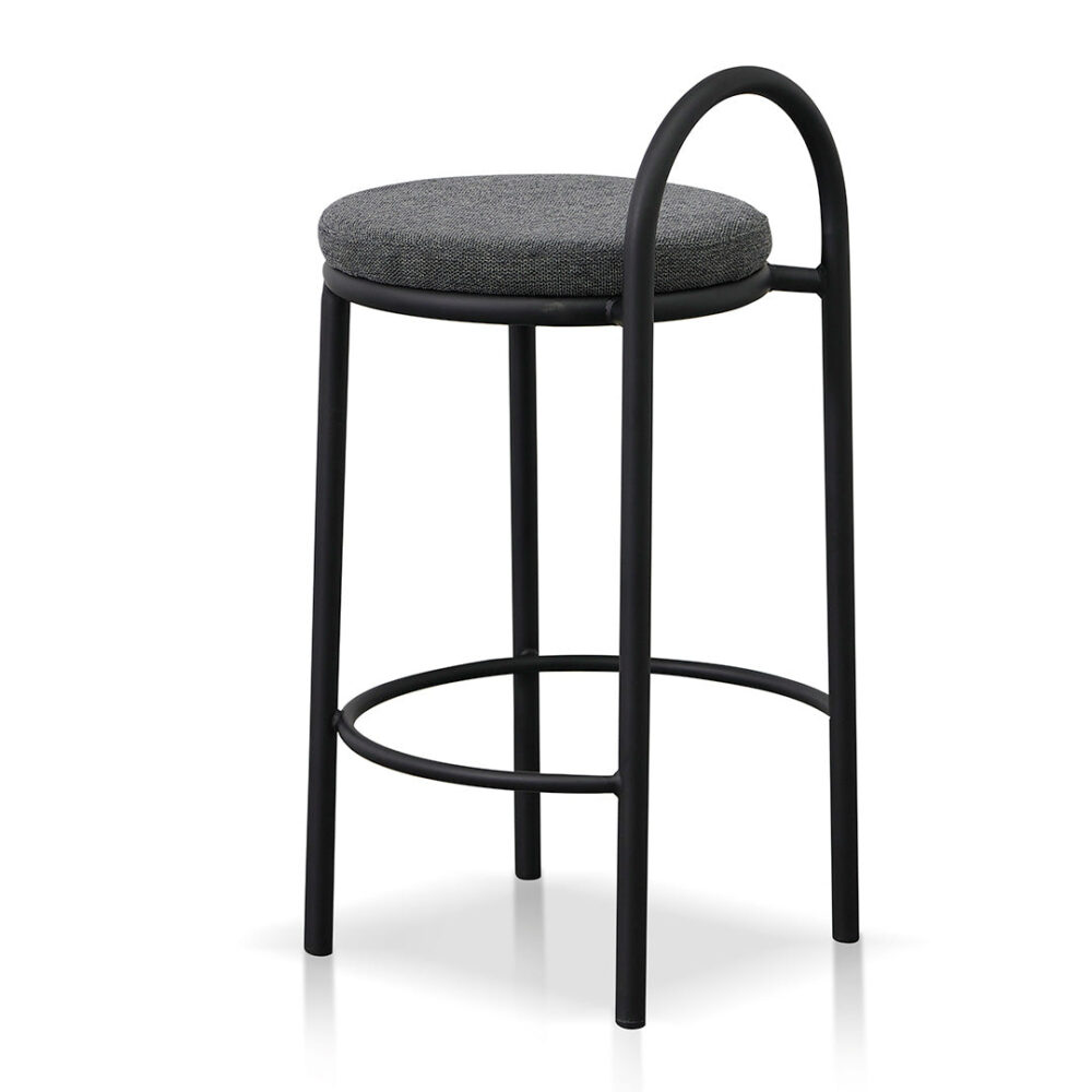 Set of 2 - Mclean 63cm Black Frame Bar Stool - Charcoal Grey - Image 9