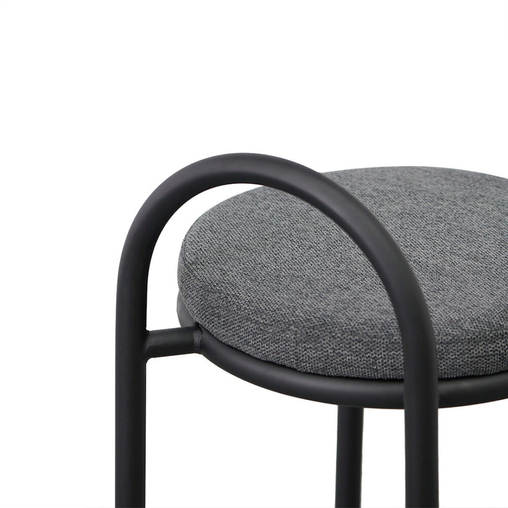 Set of 2 - Mclean 63cm Black Frame Bar Stool - Charcoal Grey - Image 6