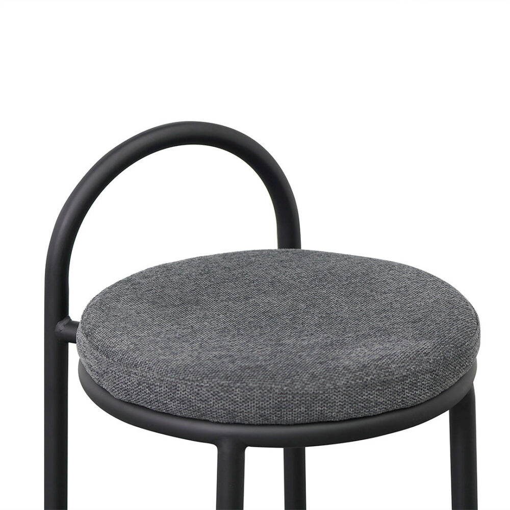 Set of 2 - Mclean 63cm Black Frame Bar Stool - Charcoal Grey - Image 5