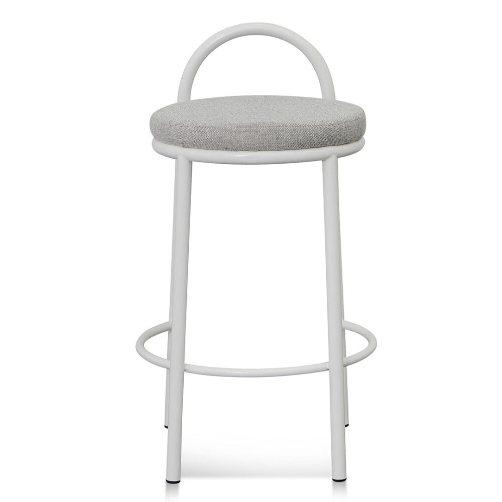 Set of 2 - Mclean 63cm White Frame Bar Stool - Coastal Light Grey - Image 3