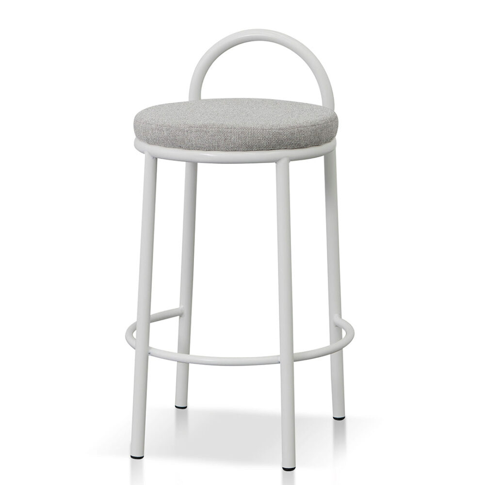 Set of 2 - Mclean 63cm White Frame Bar Stool - Coastal Light Grey - Image 2