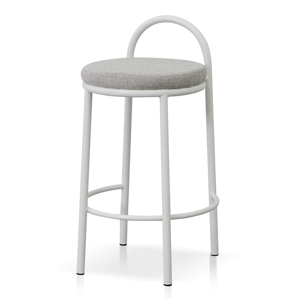 Set of 2 - Mclean 63cm White Frame Bar Stool - Coastal Light Grey - Image 4