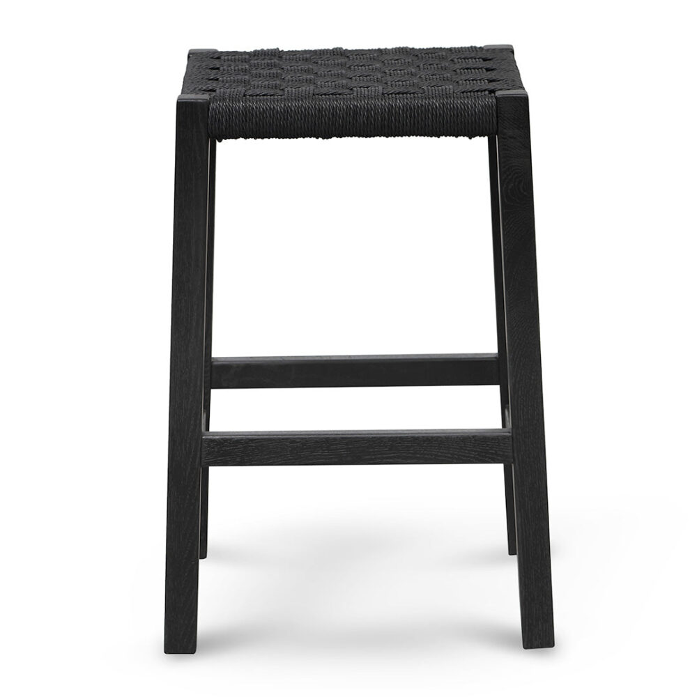 Jolen 65cm Rattan Bar Stool - Full Black - Image 2