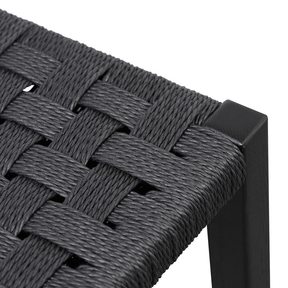 Jolen 65cm Rattan Bar Stool - Full Black - Image 4