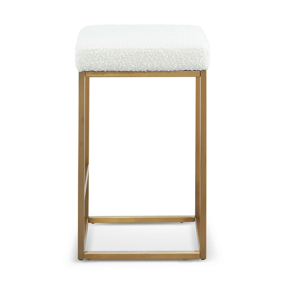 Adela Ivory White Boucle Bar Stool - Brushed Gold Base - Image 3