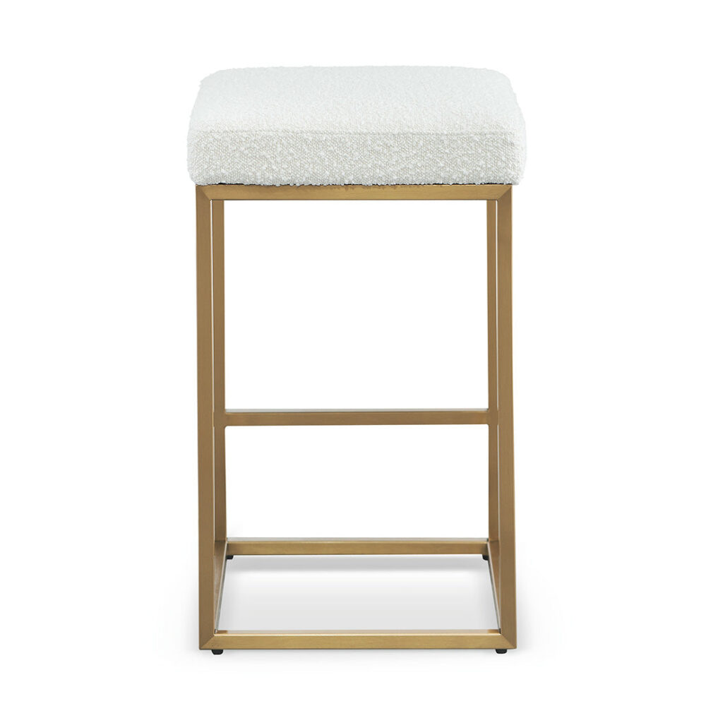 Adela Ivory White Boucle Bar Stool - Brushed Gold Base - Image 7