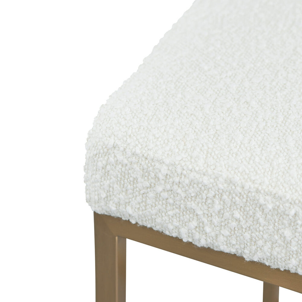 Adela Ivory White Boucle Bar Stool - Brushed Gold Base - Image 5