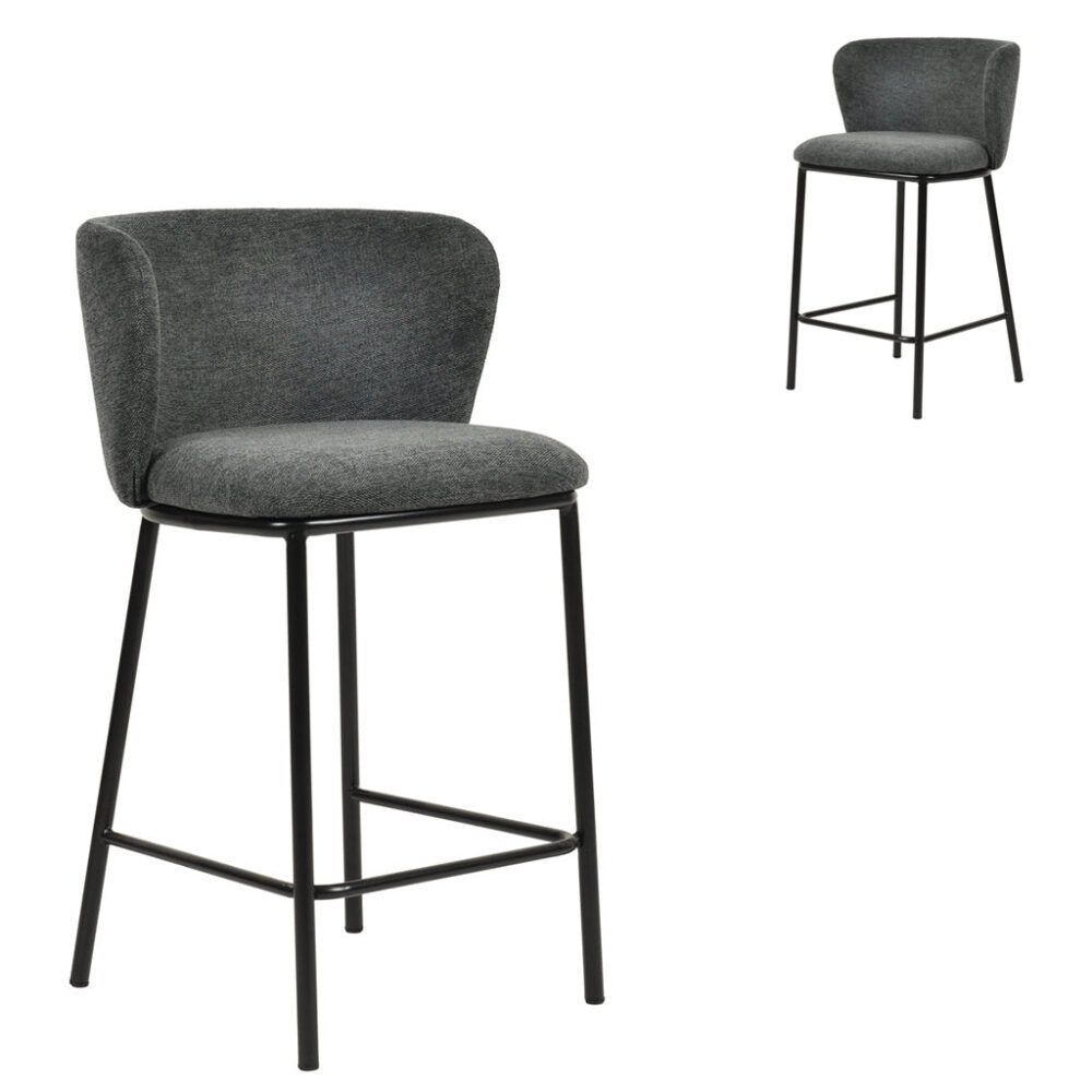 Set of 2 - Flossie 65cm Bar Stool - Charcoal Grey