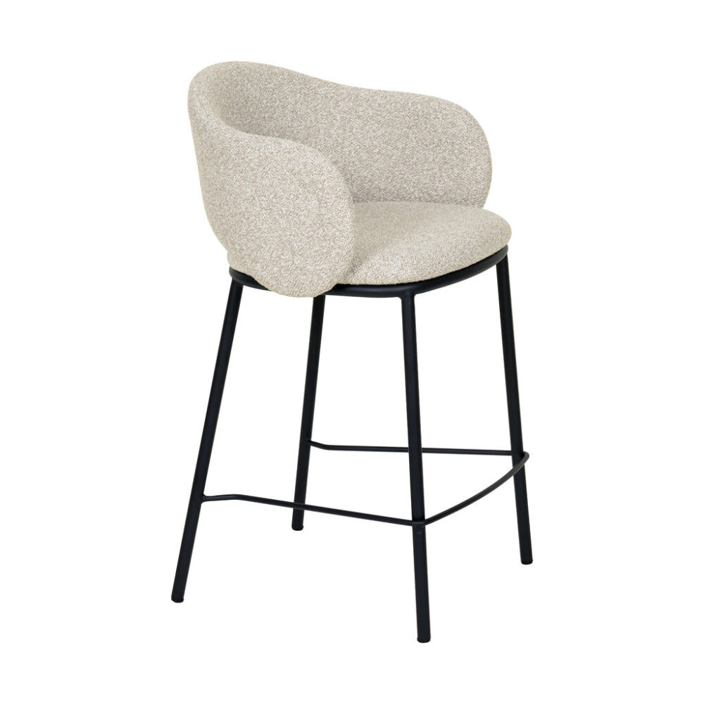 Set of 2 - Mani 65cm Black Bar Stool - Clay Grey - Image 3