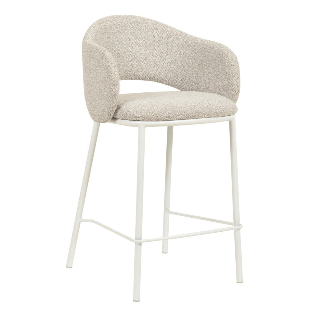 Set of 2 - Mani 65cm White Bar Stool - Clay Grey - Image 2