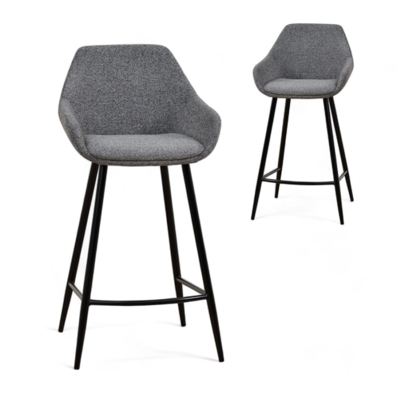 Set of 2 - Cody 68cm Fabric Bar Stool - Spec Charcoal