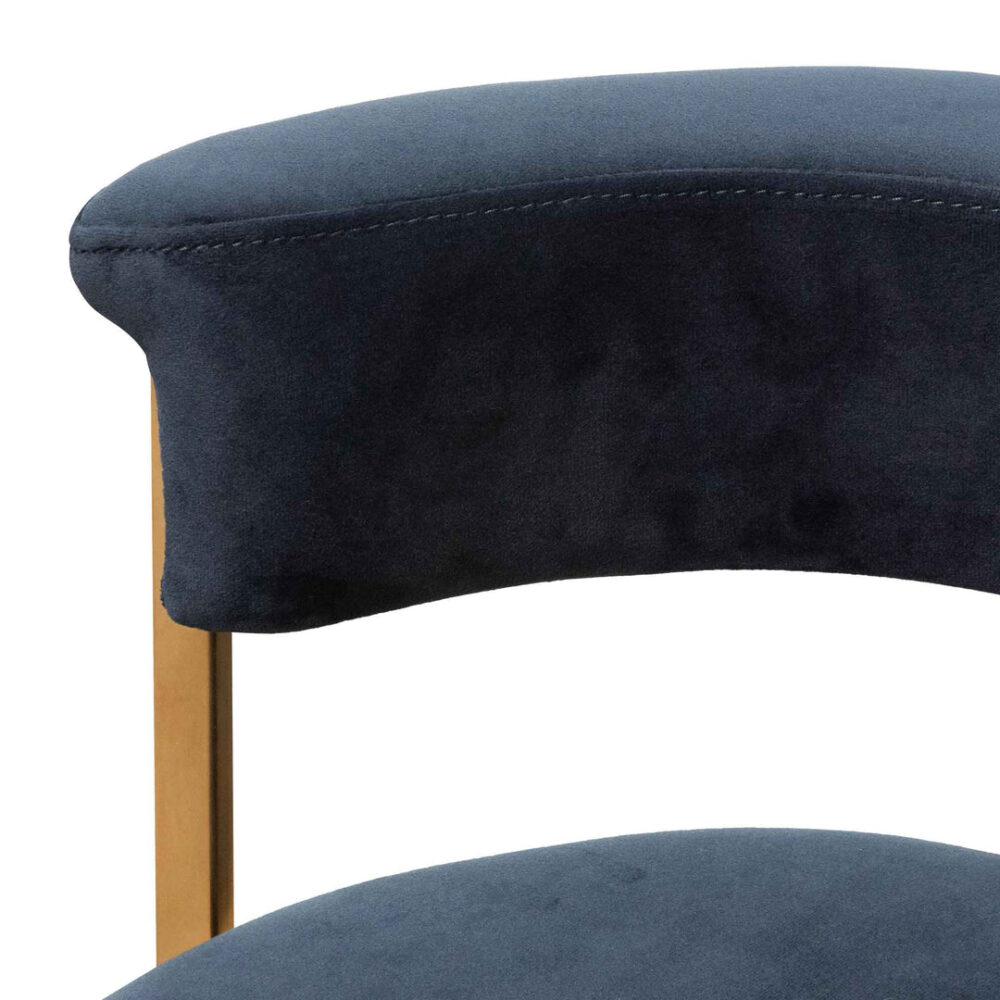 Adela Indigo Velvet Bar Stool - Golden Base - Image 10