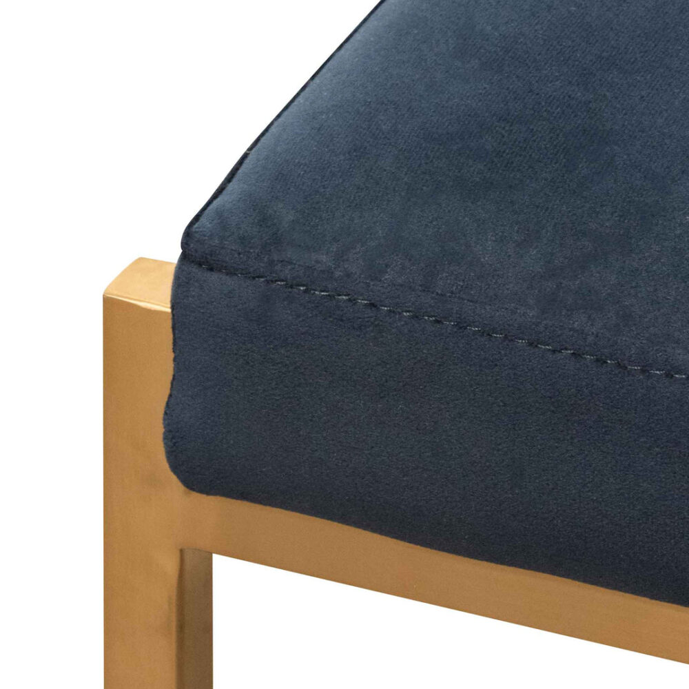 Adela Indigo Velvet Bar Stool - Golden Base - Image 11