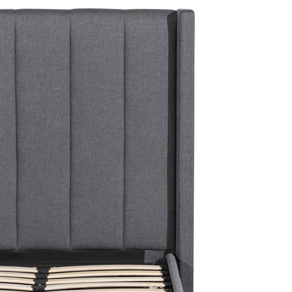 Betsy Fabric Single Bed Frame - Charcoal Grey with Storage - Image 7