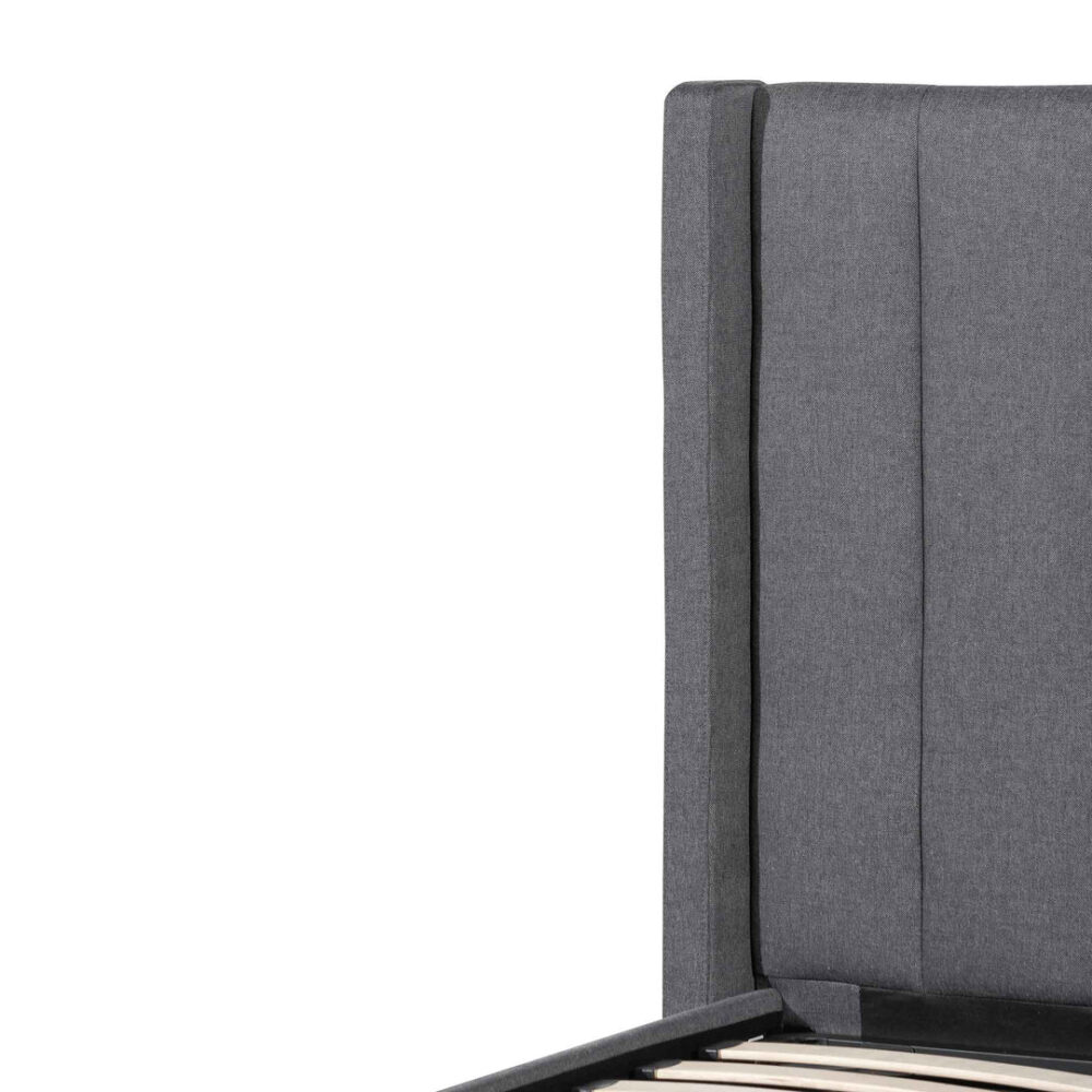 Betsy Fabric Single Bed Frame - Charcoal Grey with Storage - Image 8