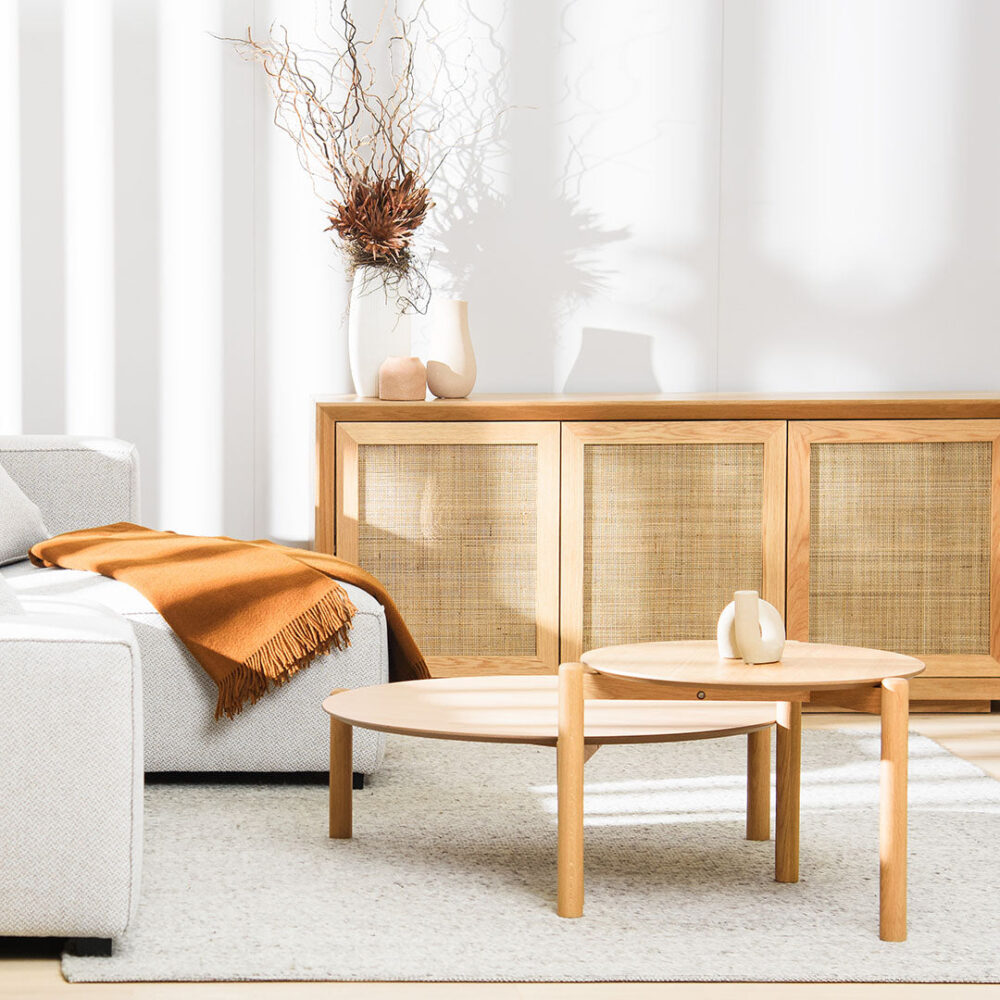 Nest Of Holloway Wooden Round Coffee Table - Natural - Image 3