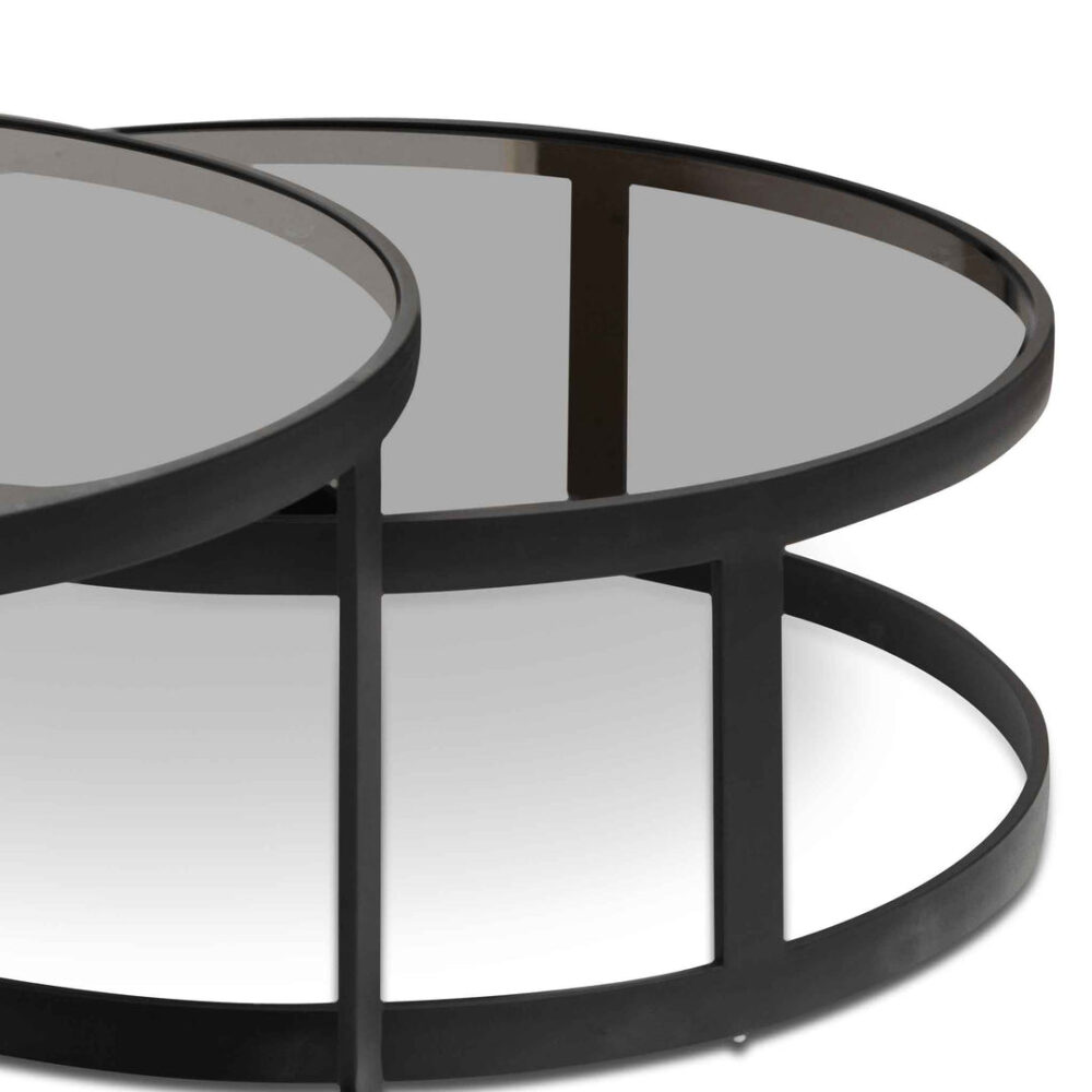 Sweeney Nested Grey Glass Coffee Table - Black Base - Image 5