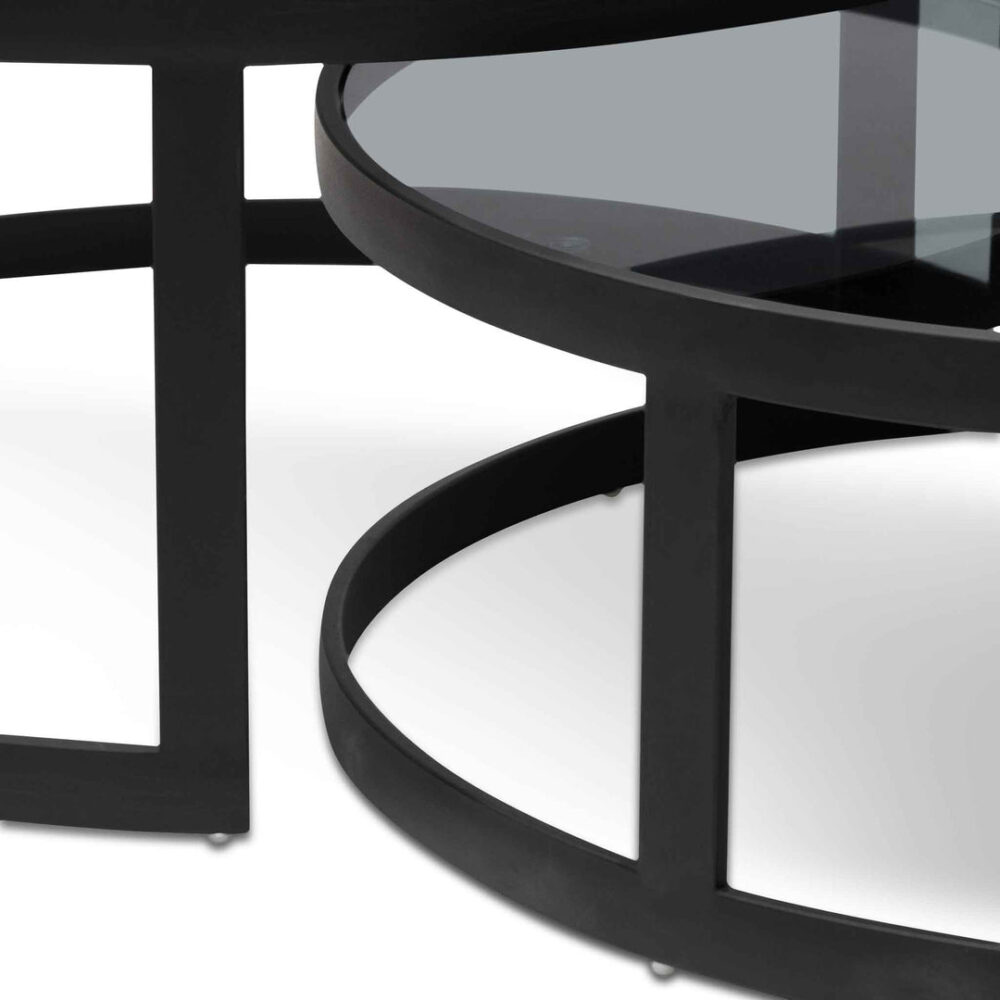 Sweeney Nested Grey Glass Coffee Table - Black Base - Image 6