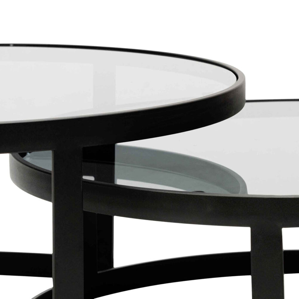 Sweeney Nested Grey Glass Coffee Table - Black Base - Image 7
