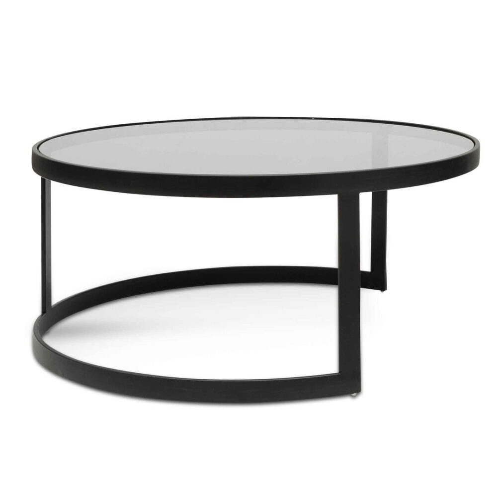 Sweeney Nested Grey Glass Coffee Table - Black Base - Image 8