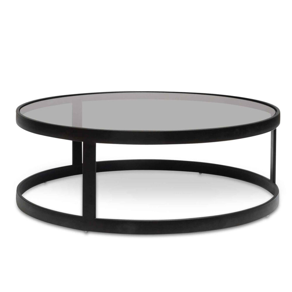 Sweeney Nested Grey Glass Coffee Table - Black Base - Image 9