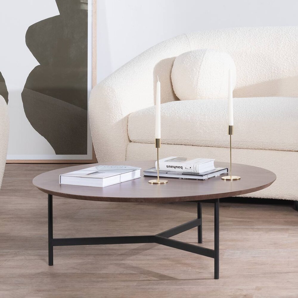 Frazier 100cm Wooden Round Coffee Table - Walnut - Last One - Image 3