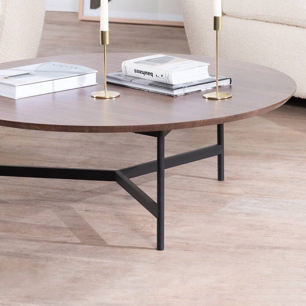 Frazier 100cm Wooden Round Coffee Table - Walnut - Last One - Image 4