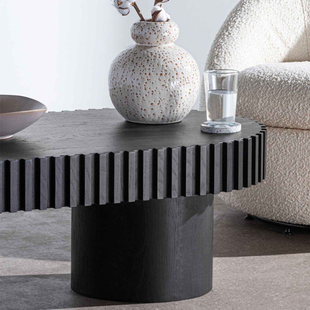 Quintin 1.4m Wooden Coffee Table - Black - Image 3
