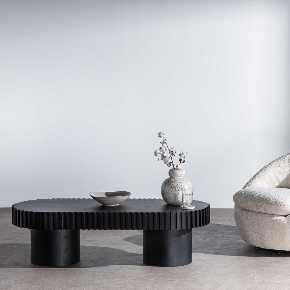 Quintin 1.4m Wooden Coffee Table - Black - Image 2