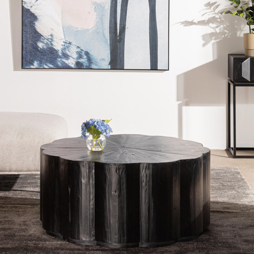 Danica 100cm Round Coffee Table - Full Black - Image 2