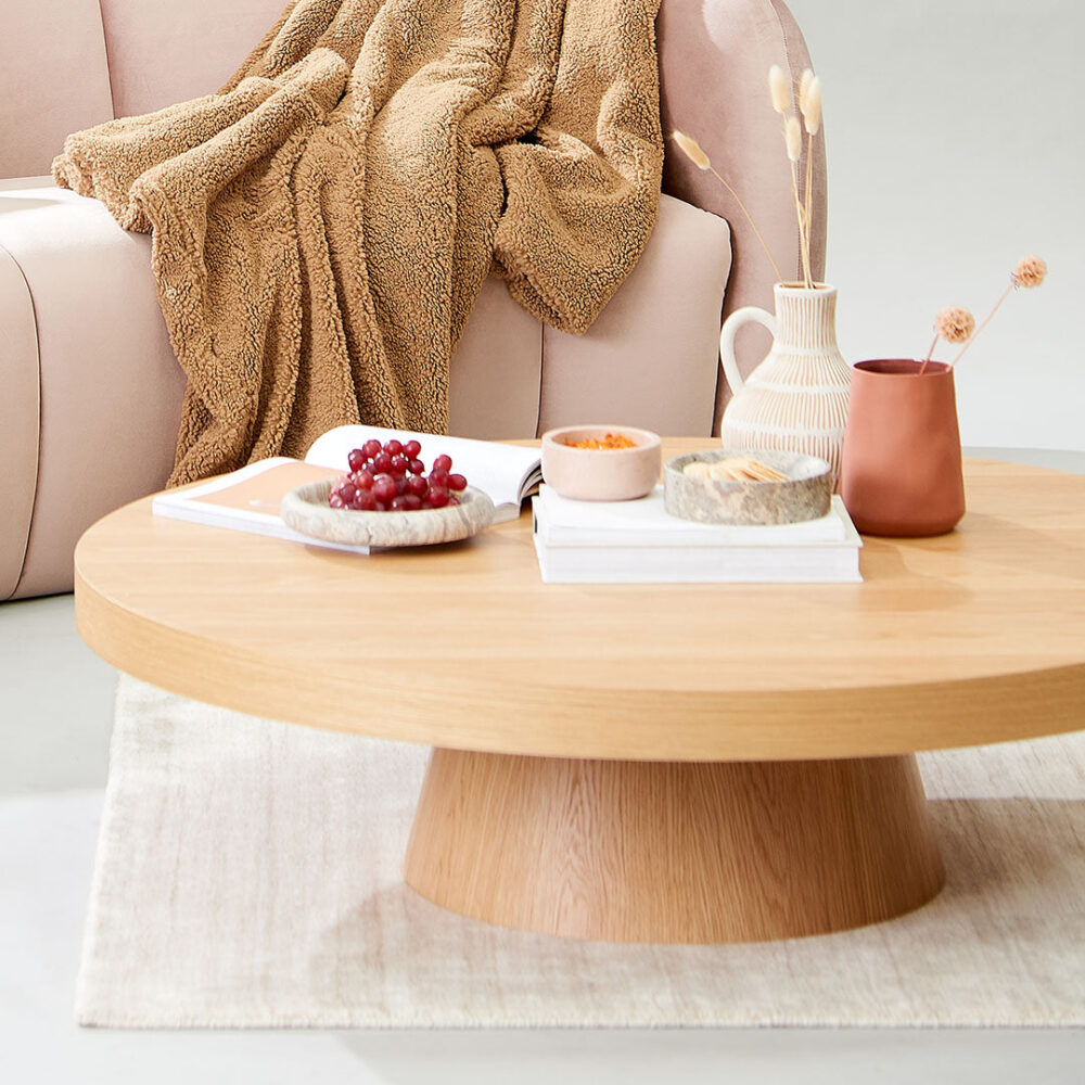 Erna 1.1m Round Coffee Table - Natural Oak - Image 3
