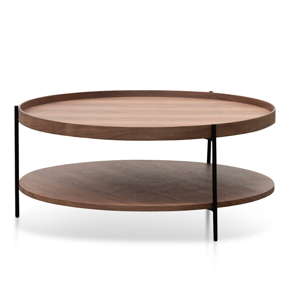 Zelma 90cm Round Coffee Table - Walnut - Image 2
