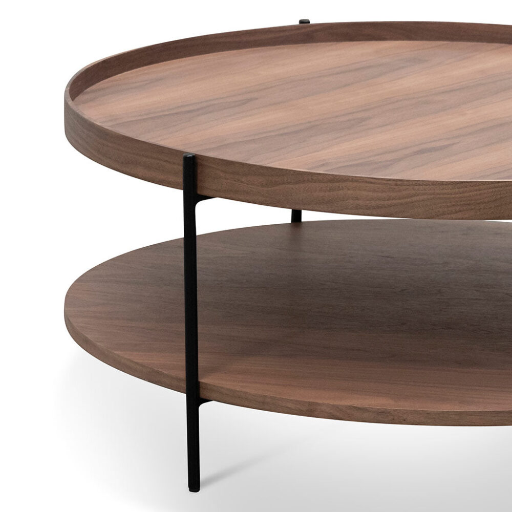 Zelma 90cm Round Coffee Table - Walnut - Image 4