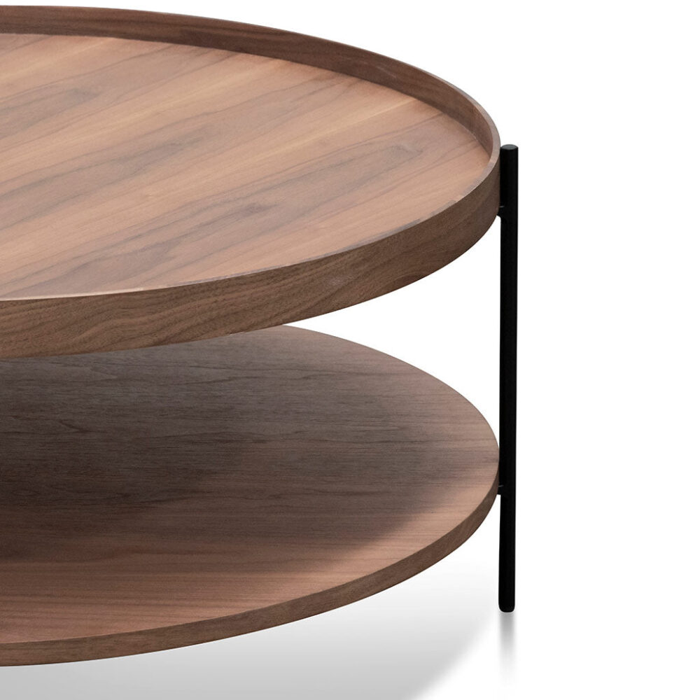 Zelma 90cm Round Coffee Table - Walnut - Image 6